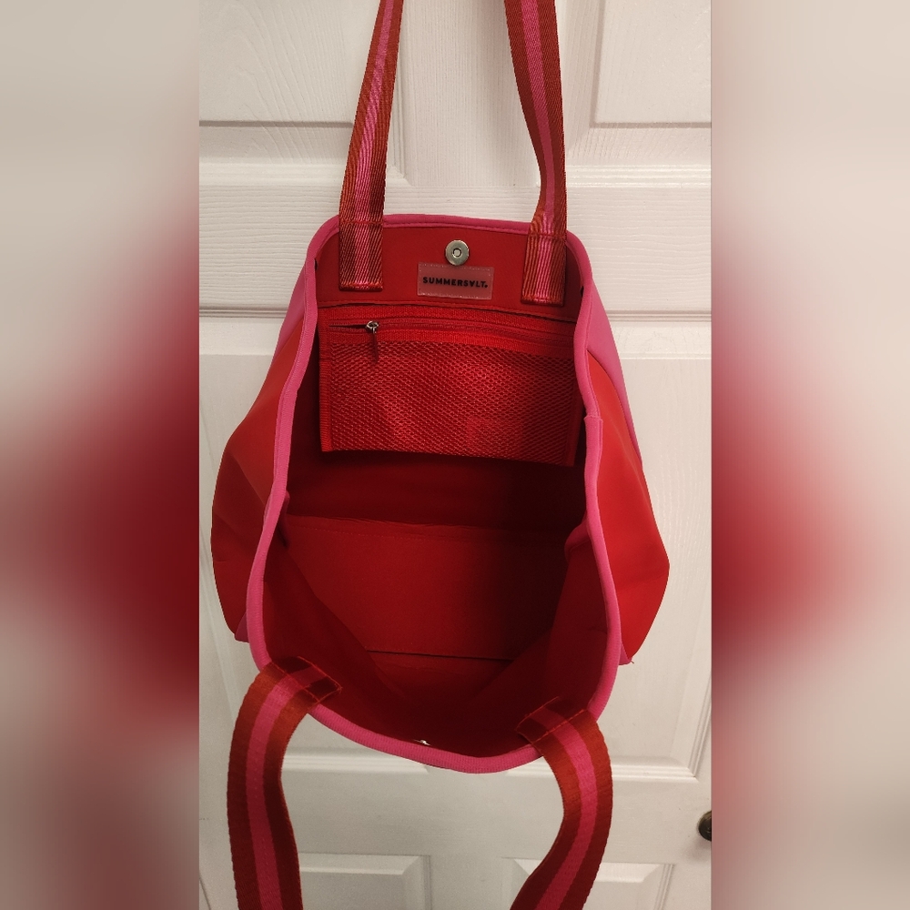 Summersalt Tote Bag Womens Pink Red Beach Tote Neoprene - Picture 3 of 3